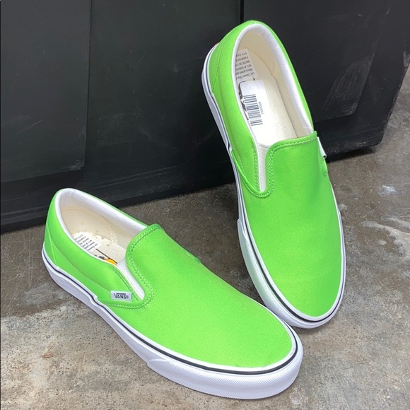 lime green vans slip ons